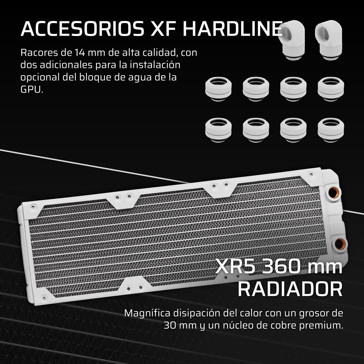 Corsair iCUE Link XH505i RX360 RGB Kit de Refrigeración Personalizada – Bloque de Refrigeración Liquida XC7 Elite, Bomba y Depósito XD6 Elite, 3 RX120 RGB, Radiador XR5 de 360 mm, System Hub - Blanco