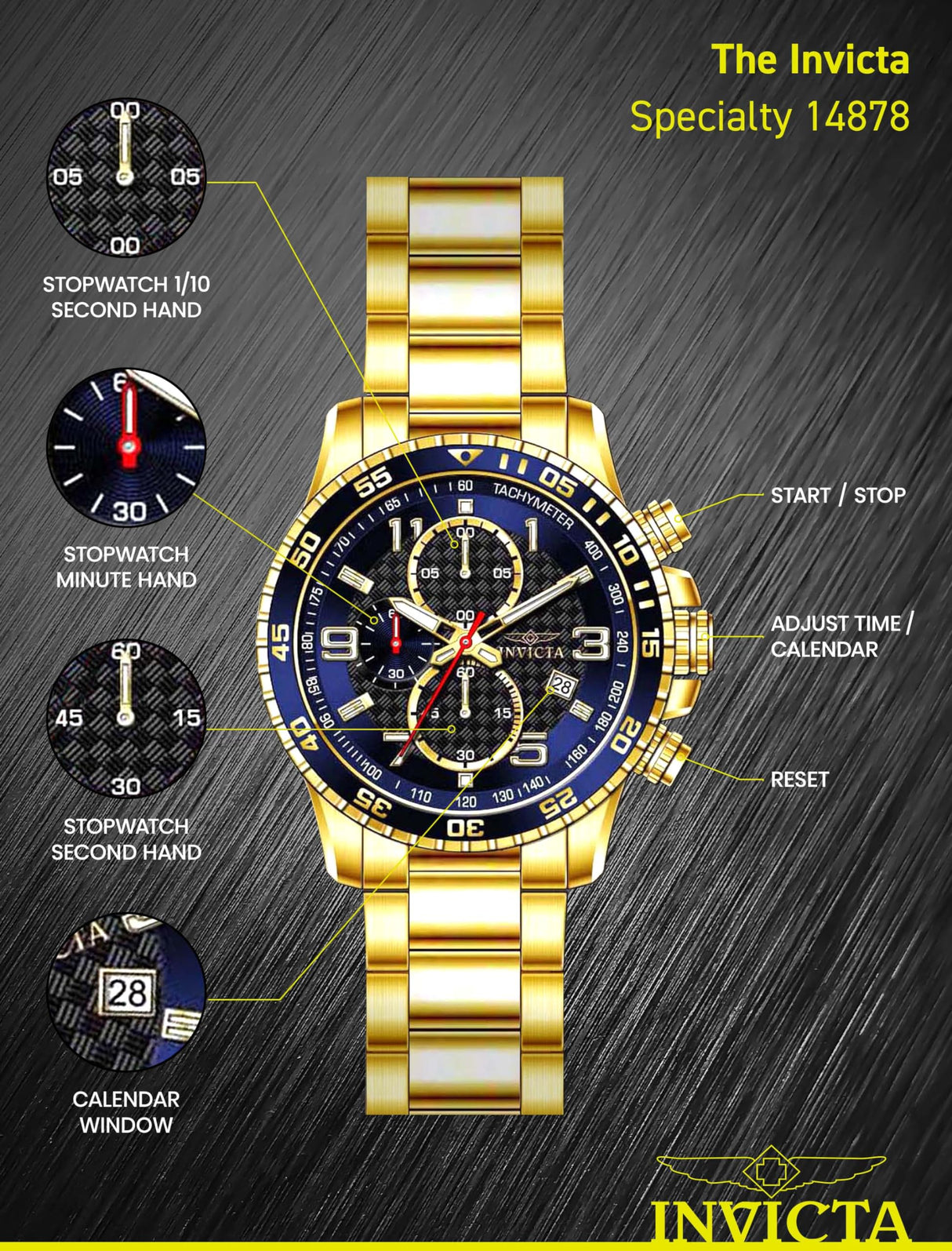 Invicta Specialty Reloj Cuarzo para Hombre de acero inoxidable - 45mm