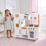 KidKraft Cocina de Juguete Vintage Blanca para niños con Teléfono y Nevera Vintage, cocinita Infantil con Juego de 27 Utensilios, Juguetes niños 3+ años (53445) Exclusivo en Amazon