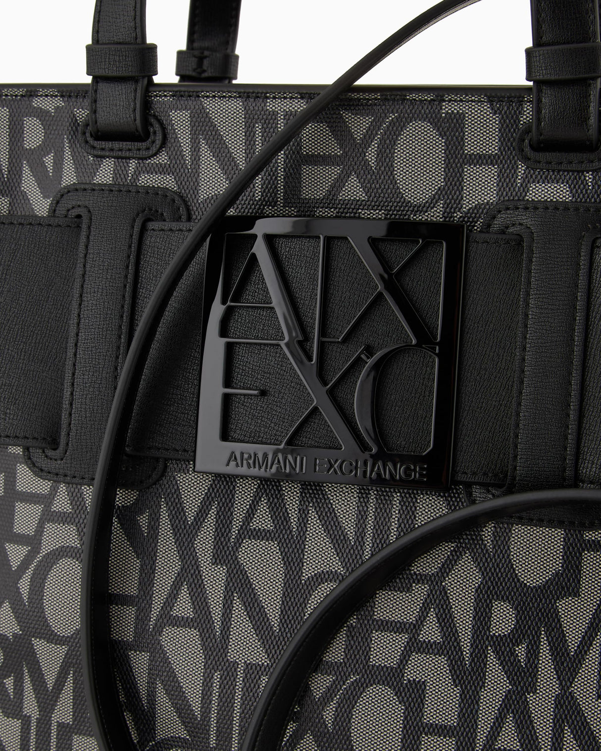 Armani Exchange Bolso Grande con Logotipo de Satchel Tote Bag, Big Mujeres, Beige/Black, Einheitsgröße