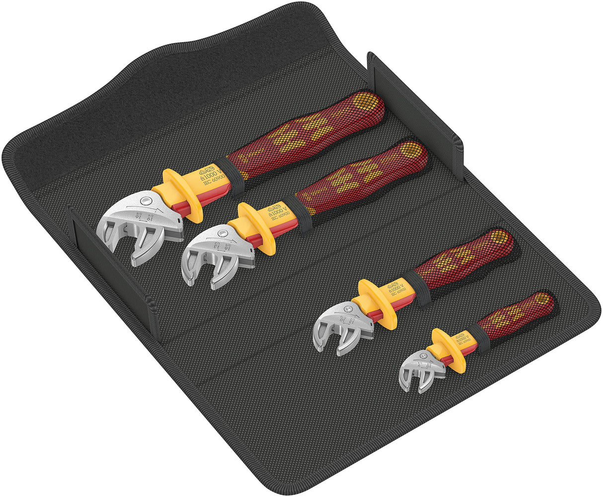Wera 05020170001 6004 Joker VDE 4 Set 1, Juego de llaves de boca autoajustantes de aislamiento VDE, 4-teilig