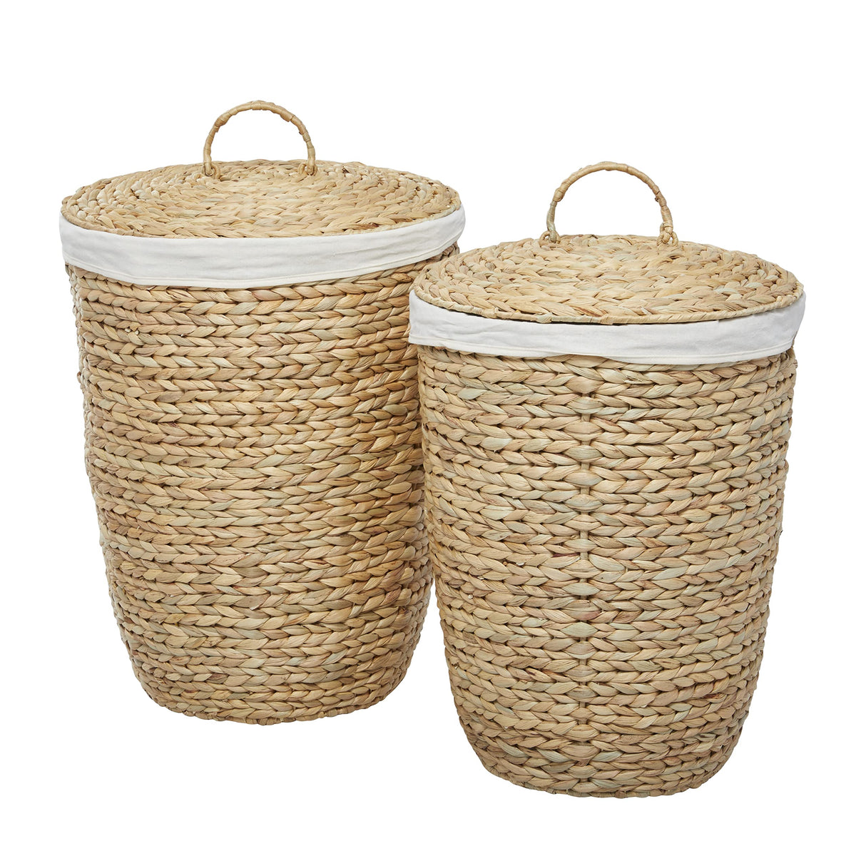 CosmoLiving by Cosmopolitan - Cesta de almacenamiento hecha a mano con forro y tapas a juego, juego de 2 unidades de 23 pulgadas, 25 pulgadas de alto, color marrón claro