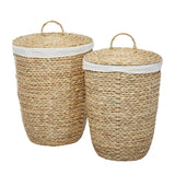 CosmoLiving by Cosmopolitan - Cesta de almacenamiento hecha a mano con forro y tapas a juego, juego de 2 unidades de 23 pulgadas, 25 pulgadas de alto, color marrón claro