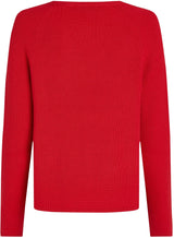 Tommy Hilfiger Jersey Mujer Cardi Fine Cuello de Pico, Rojo (Primary Red), S