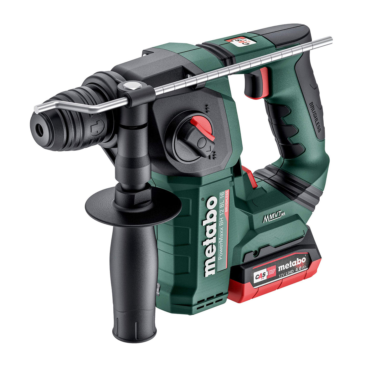 Metabo 600207800 - Martillo de batería (con 2 baterías de 4,0 Ah, 12 V, con luz LED, 12 V, taladro y taladro, con apagado de seguridad)