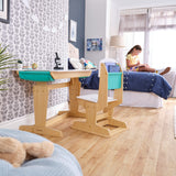 KidKraft Grow Together Mesa Escritorio y Silla Ajustables de Madera para niños con Bolsillo de Almacenamiento, Mesa y Silla Infantil, Muebles para Salas de Juego y Dormitorio de Niños (20307)