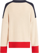 Tommy Hilfiger Chaqueta de punto Mujer Cárdigan con botones, Marfil (Country Ivory), L-XL