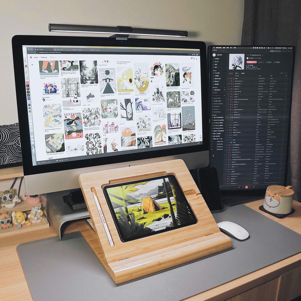 ELETIUO Soporte Ajustable Plegable para Tableta, Organizador de Madera de bambú multiángulo para iPad, Estable para Dibujar, Ver, Escribir (soporta múltiples Dispositivos)