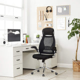 SONGMICS OBN86BK Silla giratoria de Oficina Silla de Escritorio de Malla con reposacabezas Mecanismo sincronizad y Altura Ajustable Negro