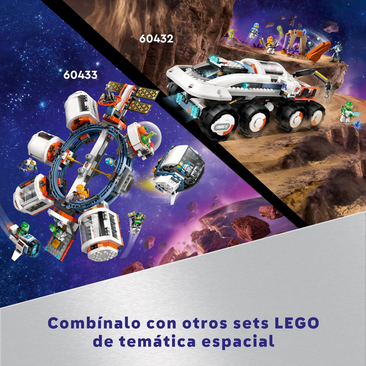 LEGO City Base Espacial y Plataforma de Lanzamiento, Juego de Exploración Planetaria, Regalo para Niños y Niñas de 8 Años o Más, 6 Minifiguras, Robot de Juguete y 2 Figuras de Acción de Aliens 60434