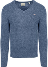 GANT Extrafina Lana de Cordero con Cuello en V Suter Pulver, Stone Blue Melange, M Hombres