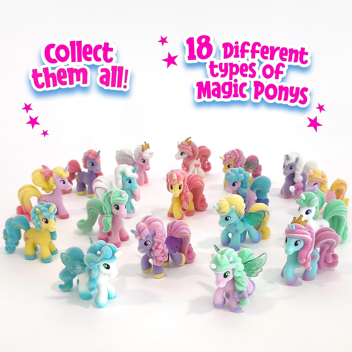 CRAZE Magic PONYS Caja Completa 24 Figuras de Ponys, Colección Completa de Juguetes de Ponis, con Efectos Especiales