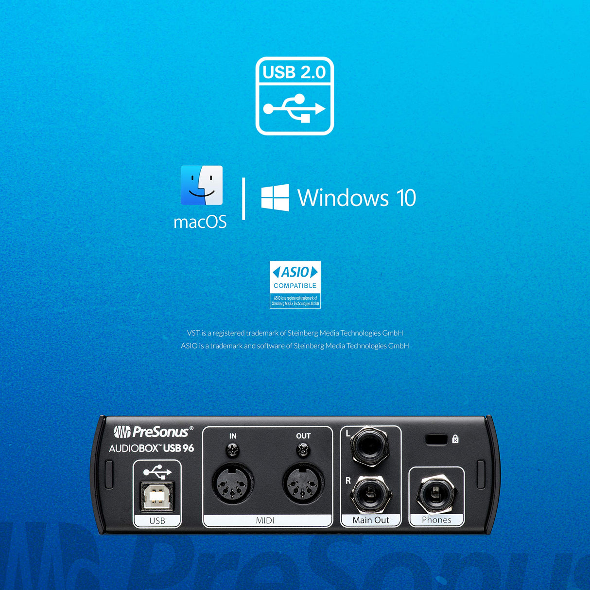 PreSonus AudioBox 96 - Interfaz de Audio USB, Para Grabación, Difusión, Podcasting con Paquete de Software incluido Studio One Artist, Ableton Live Lite DAW, Edición del 25º Aniversario