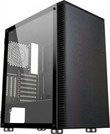 SaharaGaming P44 - Carcasa de Malla Negra y Vidrio Templado sin Ventilador ni concentrador, Compatible con E-ATX, ATX, Micro-ATX e ITX