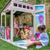 KidKraft Casita Infantil Barbie de Madera con Cocina de Juguete para Niños y Niñas, Casita de Juego para Exterior, Jardín o Patio con Tumbonas para Muñecas (P280192E), Exclusivo en Amazon