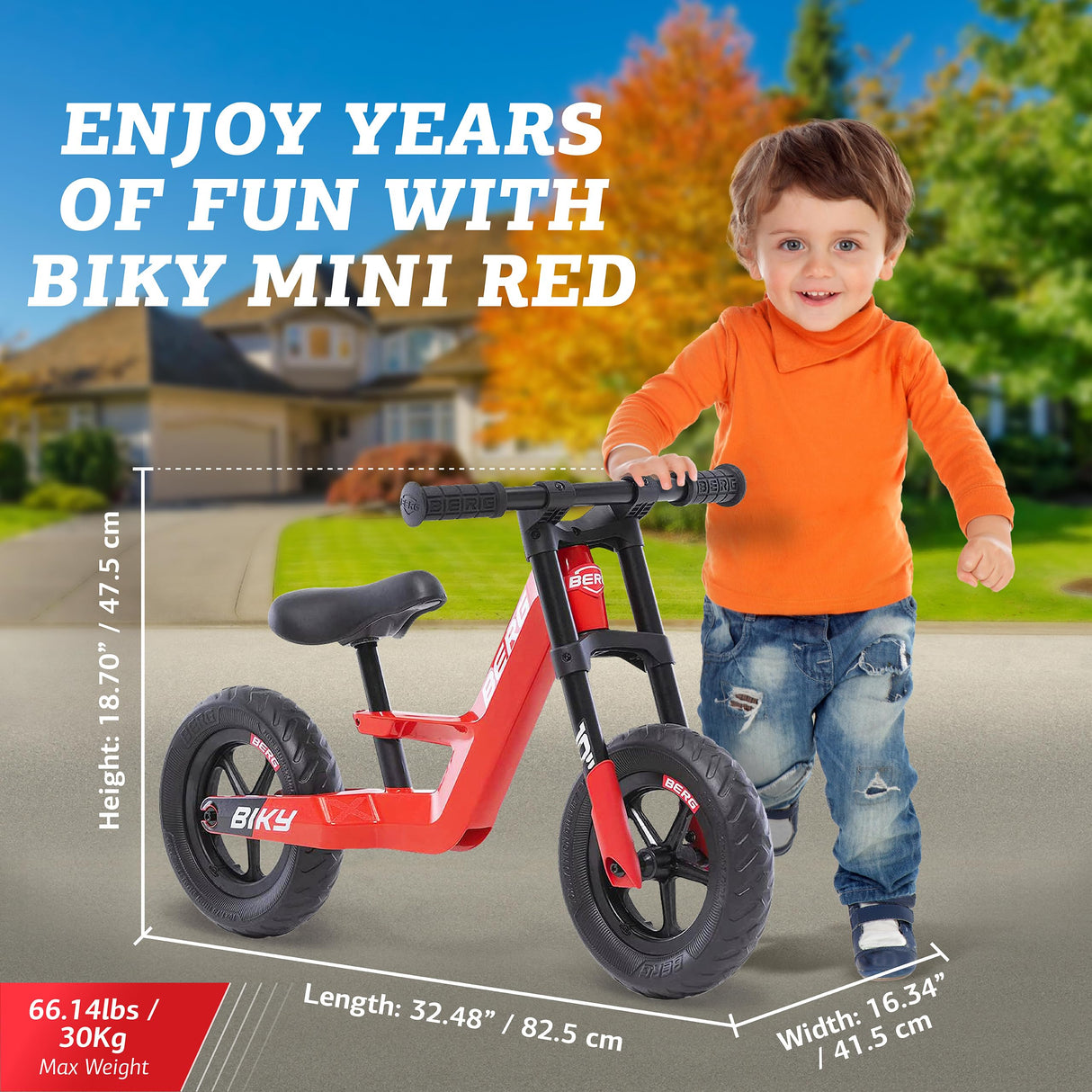 Berg Biky Red Balance Lightweight Toddler Easy To Use Mini Bike-Ages 2-5 Laufrad Impulsor, Color Rojo, Talla única (24.75.11.00)