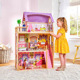 KidKraft Casa de muñecas de Madera Kayla con Muebles y Accesorios incluidos, Casita de Juguete con balcón para muñecas de 30 cm, Juguetes niños y niñas Desde 3 años (65092) Exclusivo en Amazon