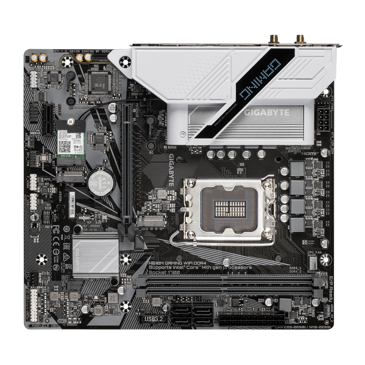 GIGABYTE H610M Gaming WF DDR4 Placa Base - Compatible con procesadores Intel Core 14th CPUs, 6+1+1 Hybrid Digital VRM, up to 3200MHz DDR4, 2xPCIe 3.0 M.2, Wi-Fi 802.11ac, GbE LAN, USB 3.2 Gen 1