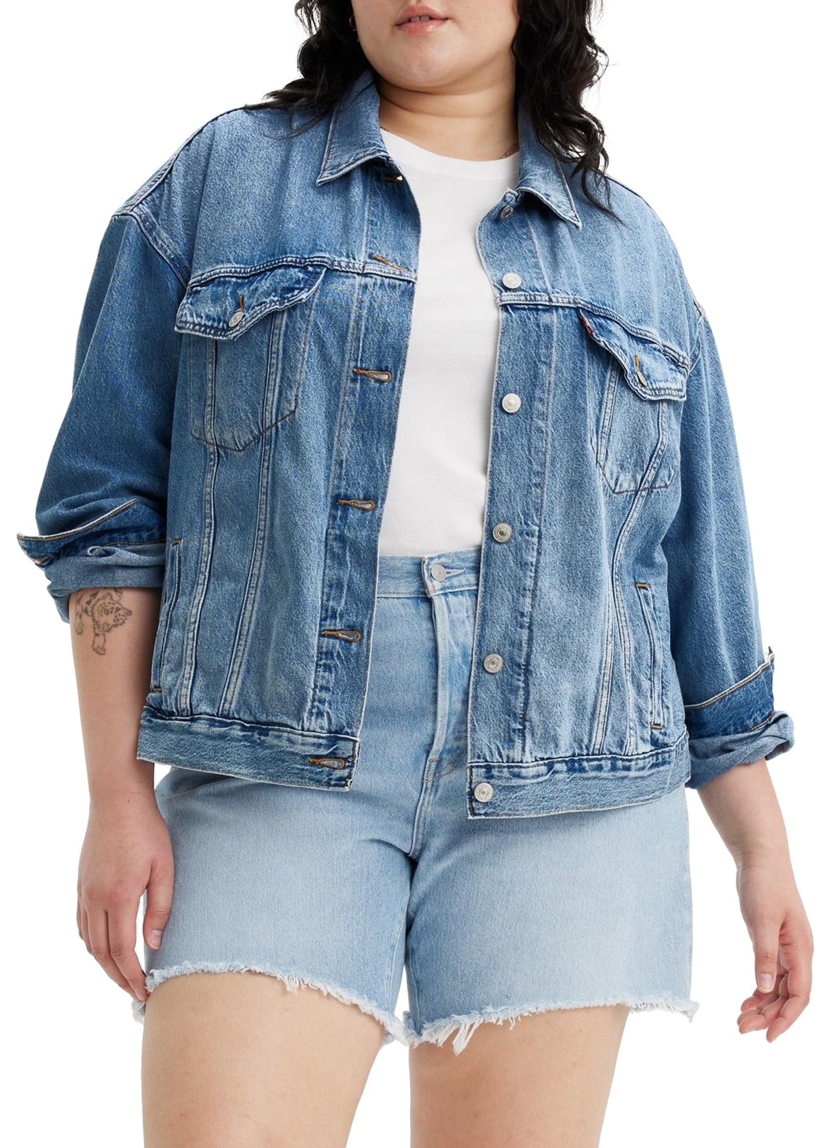 Levi's Chaqueta Sherpa Trucker para mujer talla grande 90s, Cabezas de gimnasia Plus, XL