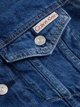Calvin Klein Cazadora vaquera Mujer Cropped 90'S Denim Trucker con bolsillos en el pecho, Azul (Denim Medium), S