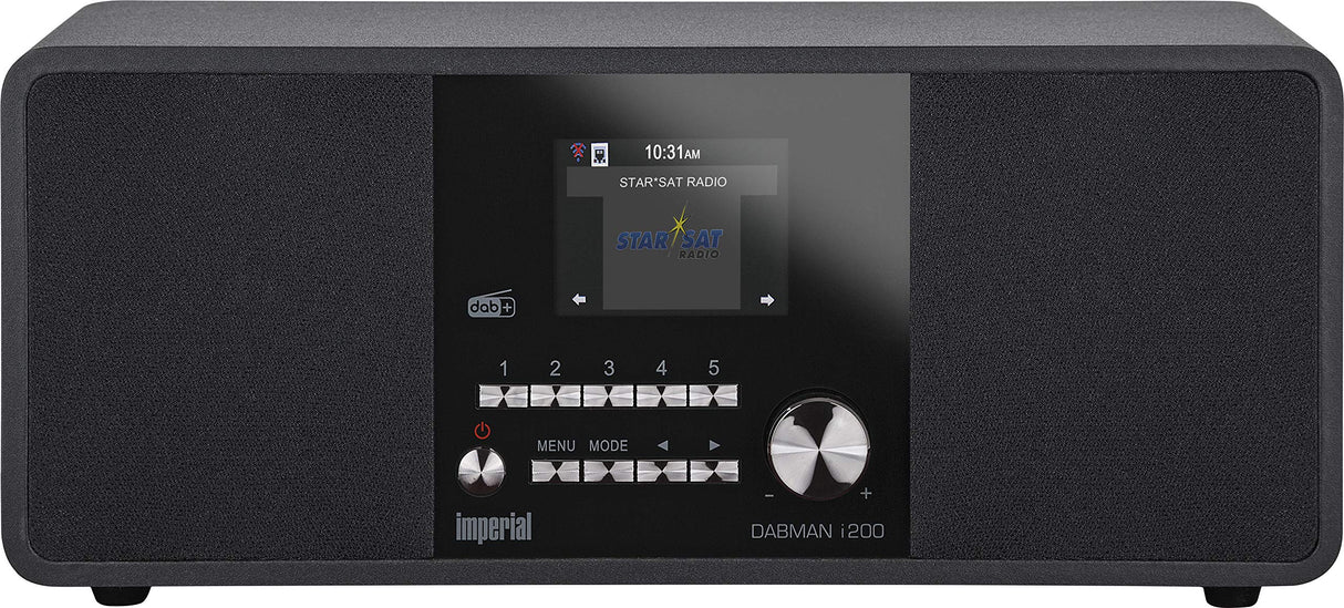 Imperial DABMAN i200 Internet/Dab+ Radio (Sonido estéreo, Radio por Internet/Dab+/Dab/FM, WiFi, LAN, Entrada Auxiliar, Salida de línea, Salida de Auriculares, Spotify) Negro, 32 x 13,5 x 11 cm