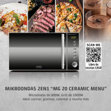 Caso MG20C Encimera 20L 800W Negro, Acero inoxidable - Microondas (Encimera, 20 L, 800 W, Botones, Giratorio, Negro, Acero inoxidable, 1000 W)