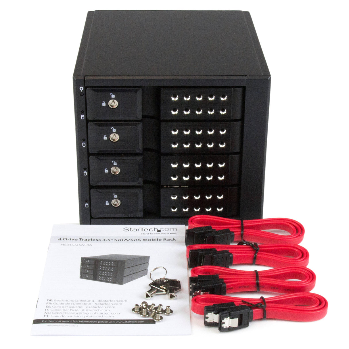 StarTech.com Rack Móvil Backplane de 4 Bahías de Intercambio en Caliente, Rack Móvil Hot Swap sin Bandeja para Unidades de DD SSD de 3,5in SAS II/SATA III, 6 Gbps (HSB4SATSASBA)
