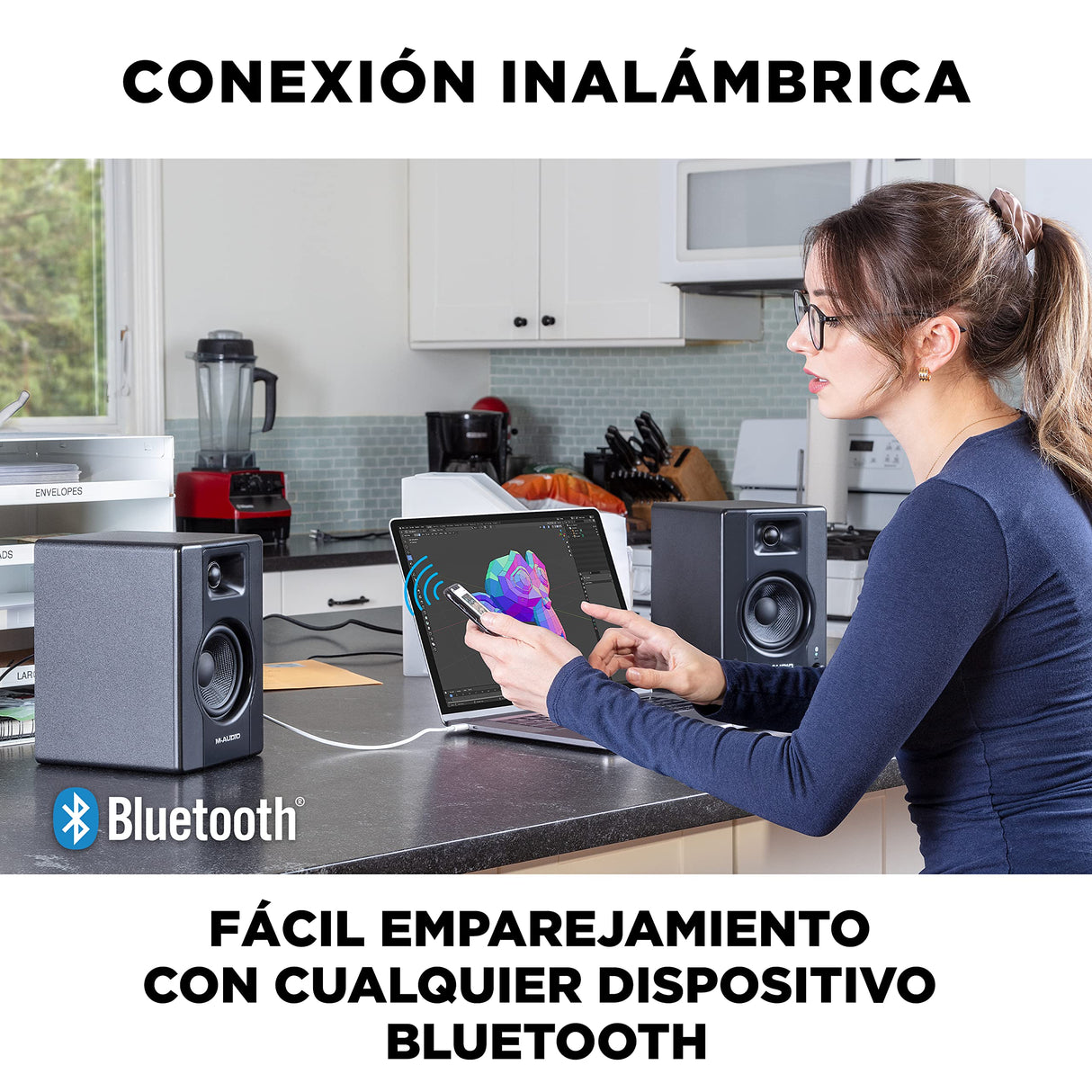 M-AUDIO BX3 BT Par 3.5" 120W Monitores de Estudio, Altavoces Autoamplificados Bluetooth para PC, para producción Musical, Juegos, Streaming, Podcast, DJ