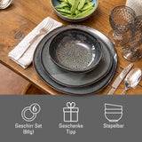 like. by Villeroy & Boch Lave, Set De Vajilla De Loza, 6 Piezas, Aspecto Alfarero, Servicio De Desayuno Para 2 Personas, Gris