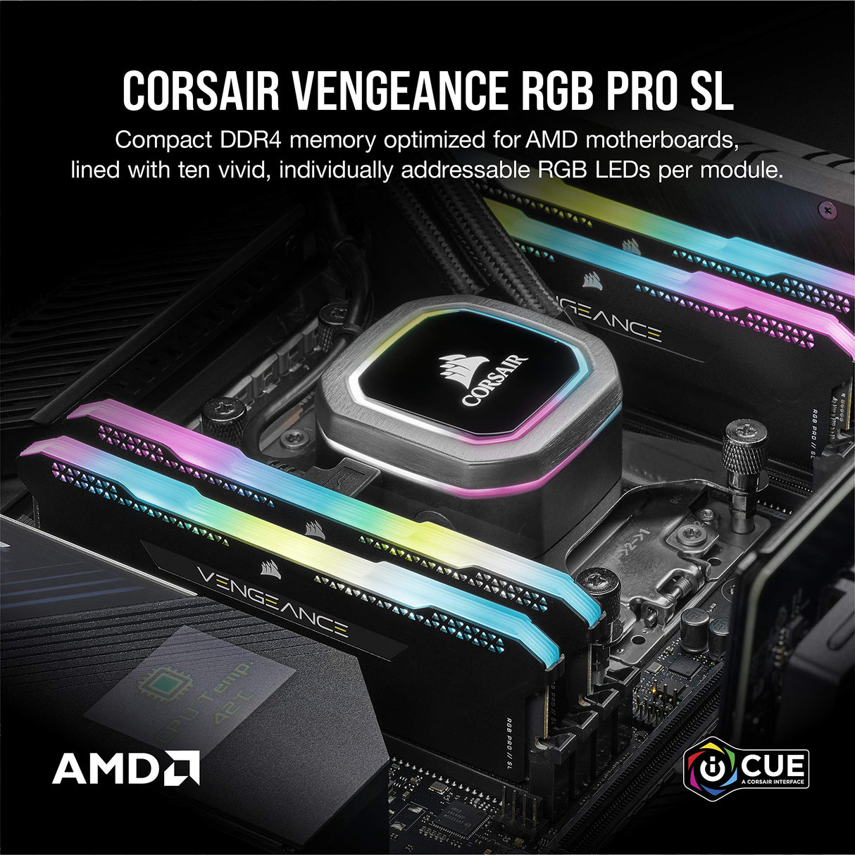 Corsair Vengeance RGB Pro SL 16GB (2x8GB) DDR4 4000 (PC4-32000) C18 Memoria Interna - Negro