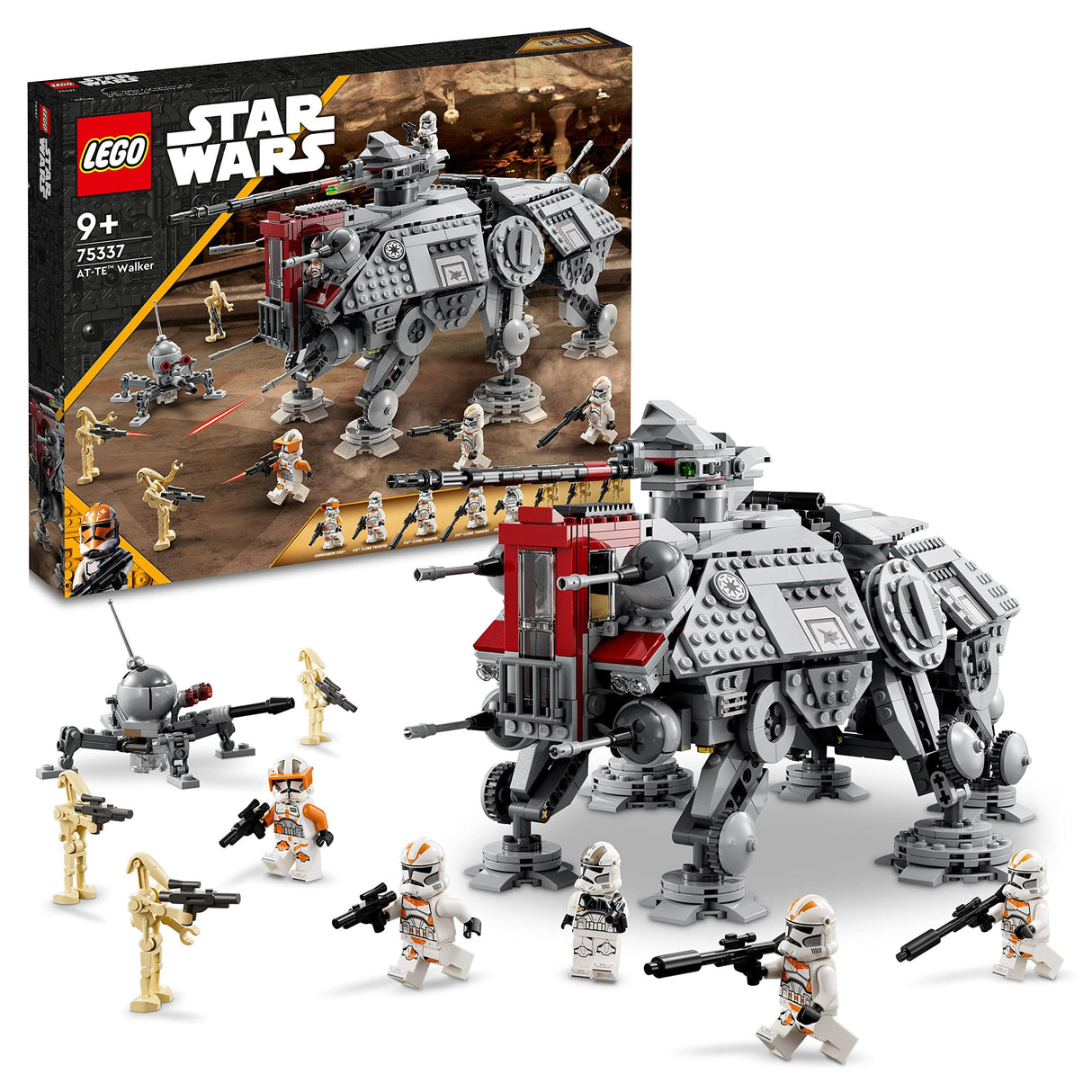 LEGO Star Wars 75337 Caminante AT-TE - Juguete Construcción con 3 Minifiguras de Soldados Clon 212 y Figura de Droide Araña - Regalo para Niños y Niñas de 9+ Años y Fans de La Venganza de los Sith