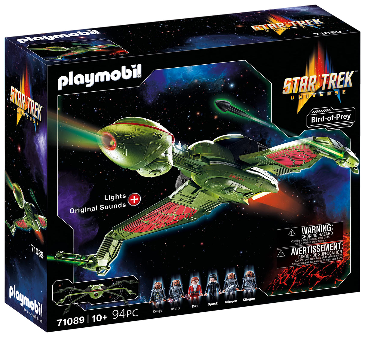 PLAYMOBIL 71089 Star Trek - Klingon Bird-of-Prey, Nave klingon con Efectos de Luz, Sonidos Originales y Figuras Coleccionables, Para Fans de Star Trek y Niños a partir de 10 Años