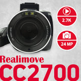 AgfaPhoto Realimove CC2700 - Videocámara Digital (Vídeo 2.7K, 24MP, Pantalla táctil 3'', Zoom 18X, Mando a Distancia, 2 baterías, Micro, Batería de Litio) Negro