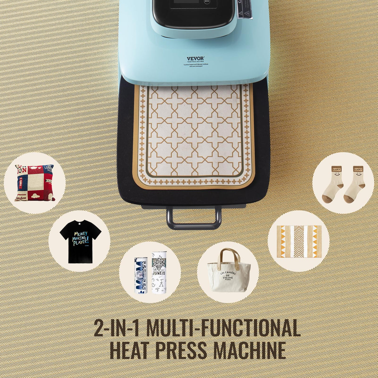 VEVOR Kit de Máquina de Prensa de Calor Automática, Prensa de Vaso, Máquina de Prensa de Camisetas Inteligente de 381 x 381 mm con Liberación Automática, Máquina de Prensa de Vaso, 0-250 ℃ 1330 W