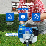 Hyundai Desbrozadora Multifunción 4 en 1 para Jardinería Completa - Herramienta de Corte con Eje Desmontable para Versatilidad - Cortacésped a Gasolina 42,7 CC para Alta Eficiencia de Trabajo