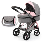 Bayer Design 17533AA Cochecito de muñecas City MAX con Bolsa, Regulable en Altura, Ruedas Delanteras giratorias, Convertible en Silla Paseo, Cesta Integrado