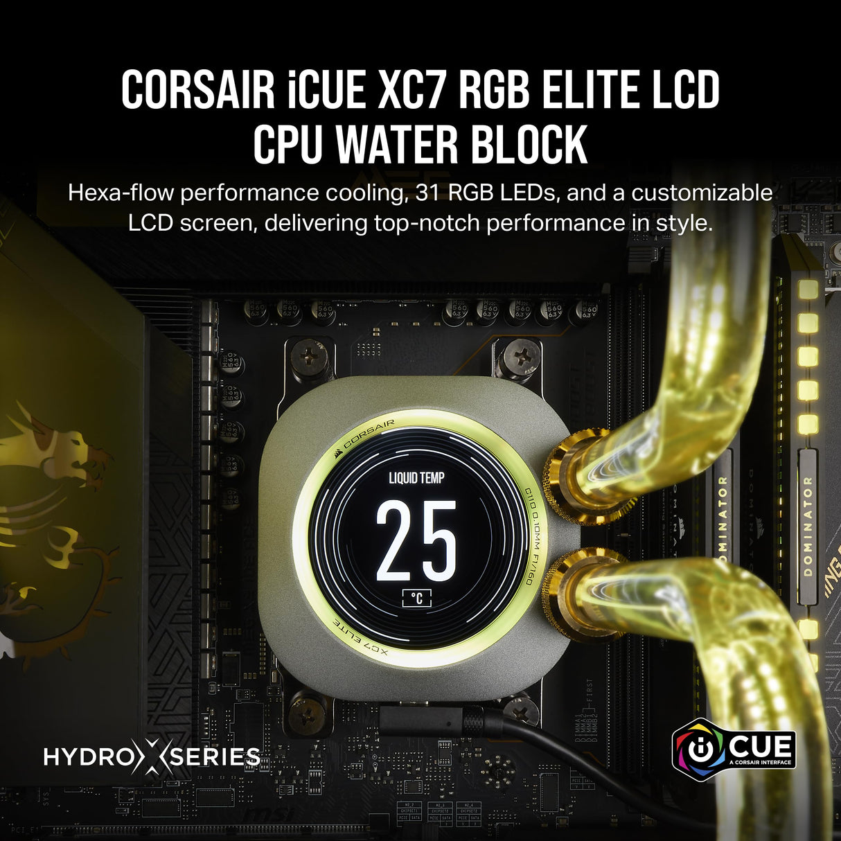 CORSAIR XC7 RGB Elite LCD Bloque de refrigeración líquida para CPU - Pantalla LCD IPS 480x480-31 LED RGB - USB-C - Compatible con Intel LGA 1700, AMD AM5 y anteriores - Gris Sigiloso