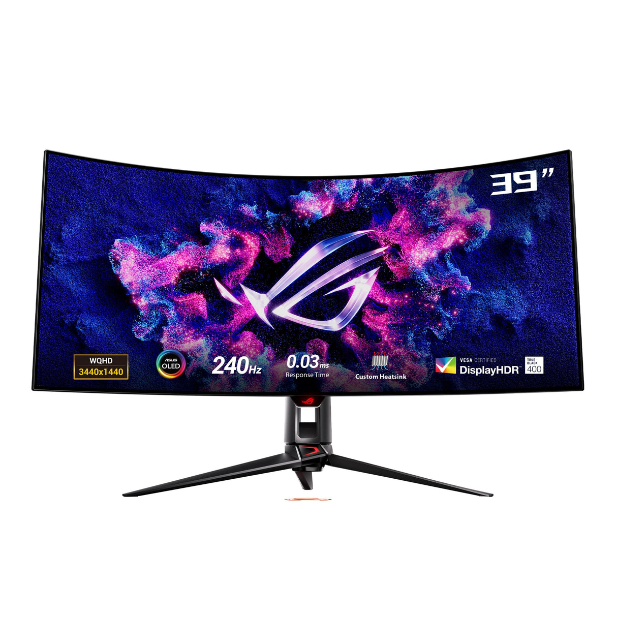 ASUS ROG Swift OLED PG39WCDM - Monitor Gaming OLED Curvo de 39 Pulgadas (3440x1440), 240 Hz, 0,03 ms, G-Sync, disipador Personalizado, ROG Smart KVM, 90 W Type-C, DisplayWidget Center
