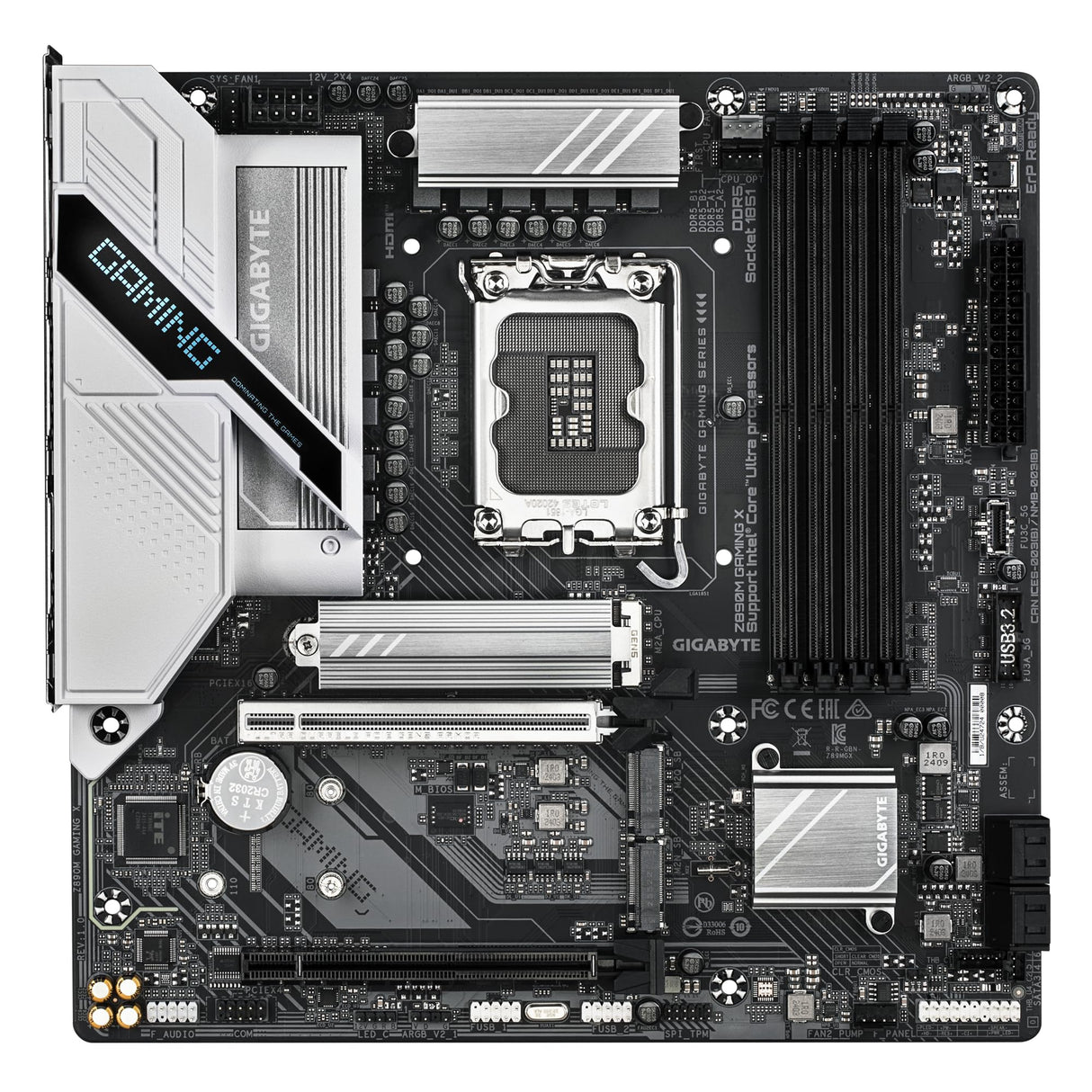GIGABYTE Placa Base Z890M Gaming X - Compatible con procesadores Intel Core Ultra (Serie 2), 8+1+2 Fases VRM, hasta 8800MHz DDR5 (OC), 1xPCIe 5.0 + 2xPCIe 4.0, LAN 2.5GbE, USB 3.2 Gen 1