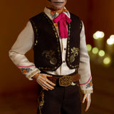 Barbie Signature, Día de Muertos 2025, muñeco Ken Coleccionable con Camisa Color Crema, Chaleco Negro y Pantalones, Sombrero y Maquillaje de Calavera, JBJ06