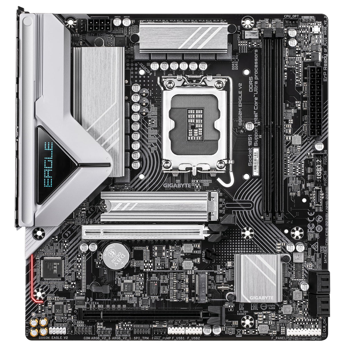 GIGABYTE B860M Eagle V2 Placa Base - Procesadores Intel Core Ultra Series, VRM de 6+1+2 Fases, hasta 9066 MHz DDR5, 1x M.2 PCIe 5.0 + 1x M.2 PCIe 4.0, LAN 2.5 GbE, USB 3.2 Gen 1