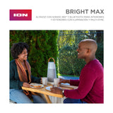 ION Audio Bright MAX - Altavoz Bluetooth portátil Impermeable, con iluminación, Sonidos atmosféricos a 360°, tecnología Multi-Sync y batería Recargable, Gray