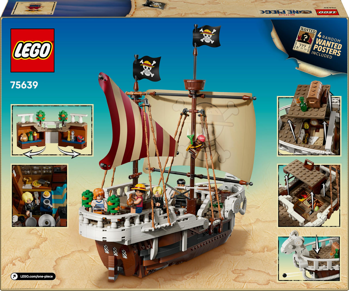 LEGO One Piece Barco Pirata Going Merry de Juguete - Maqueta de Barco y Decoración Anime - 5 Minifiguras Inc. Luffy, Zoro y Nami - Regalo para Niños, Niñas y Fans de 10+ Años 75639