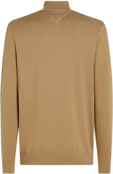 Tommy Hilfiger Jersey con Cremallera Hombre Essential Cotton Zip Thru con Cuello Alto, Beige (Safari Canvas), 3XL
