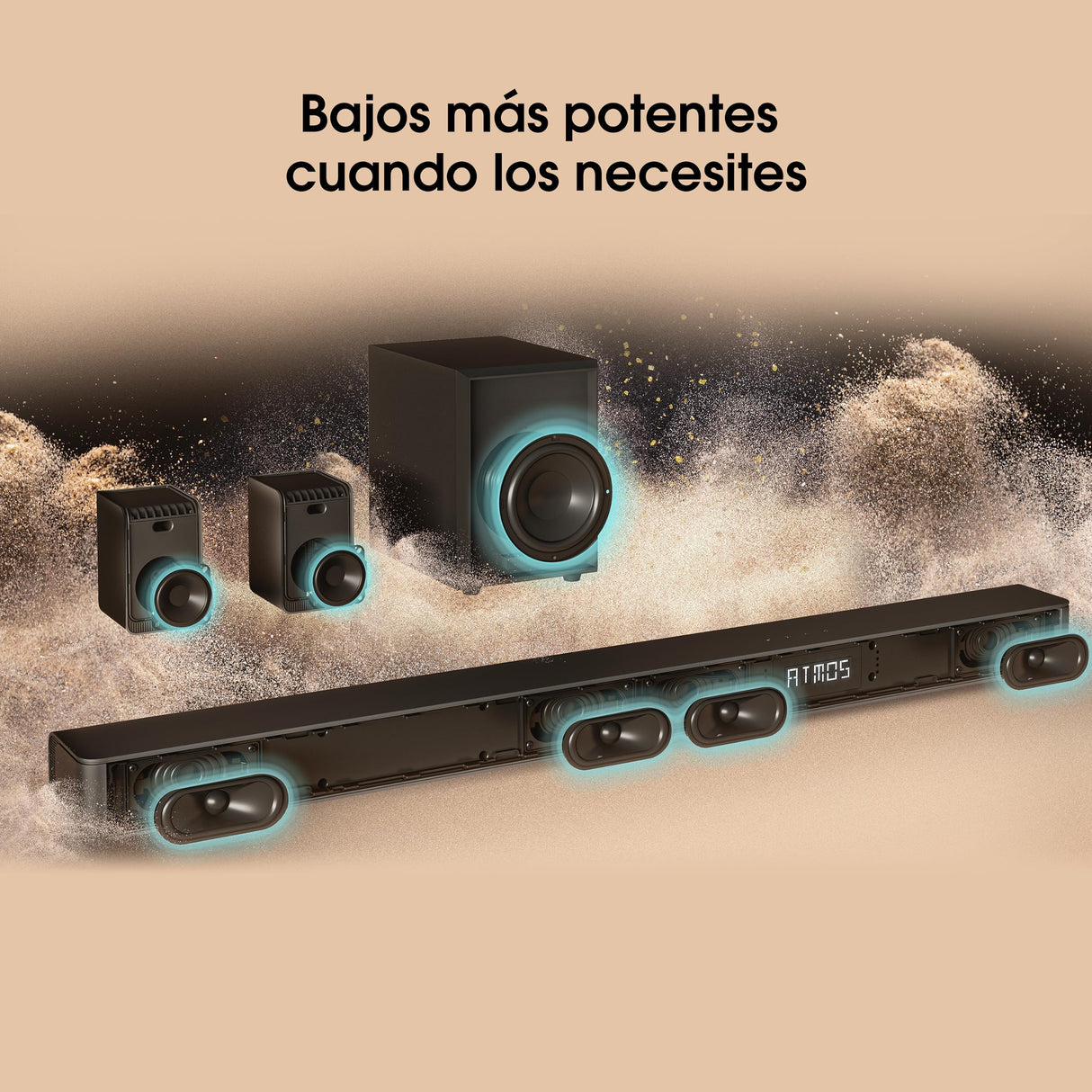 Hisense AX5100G - Barra de Sonido 5.1, 340 W, 7 Altavoces y subwoofer 6.5, Dolby Atmos, DTS Virtual X, Bluetooth 5.0, EZ Play