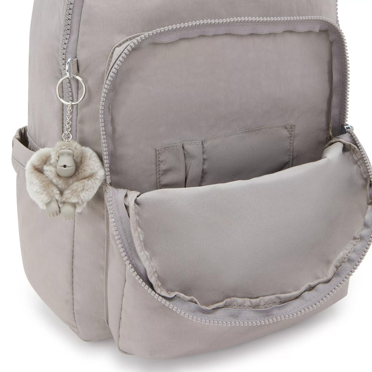 Kipling Seoul - Mochila para laptop de 15 pulgadas para mujer, duradera, espaciosa con correas acolchadas para el hombro, mochila escolar (paquete de 1), Gris Gris, L, Seoul - Mochila para portátil de