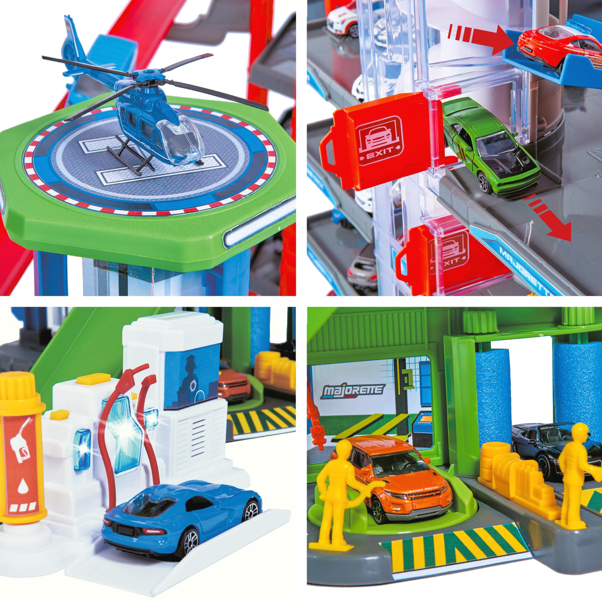 Majorette - Garaje Super City 7 Plantas, Incluye 6 Coches y Tren Motorizado con Luz y Sonido, para Niños a Partir de 5 Años - 128 x 78 x 73 cm