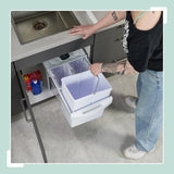 Relaxdays Cubo de Basura Cocina, 4 Compartimentos, 4X 8L, 34,6x34x51,8 cm, Extraíble, Papelera Fregadero, Blanco, Acero, Plástico, 4 x 8 L