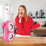 LEXIBOOK, Barbie, Altavoz Luminoso Bluetooth portátil con micrófono, Karaoke, Efectos de luz, inalámbrico, USB, Tarjeta SD, batería Recargable, Rosa, BTP180BBZ