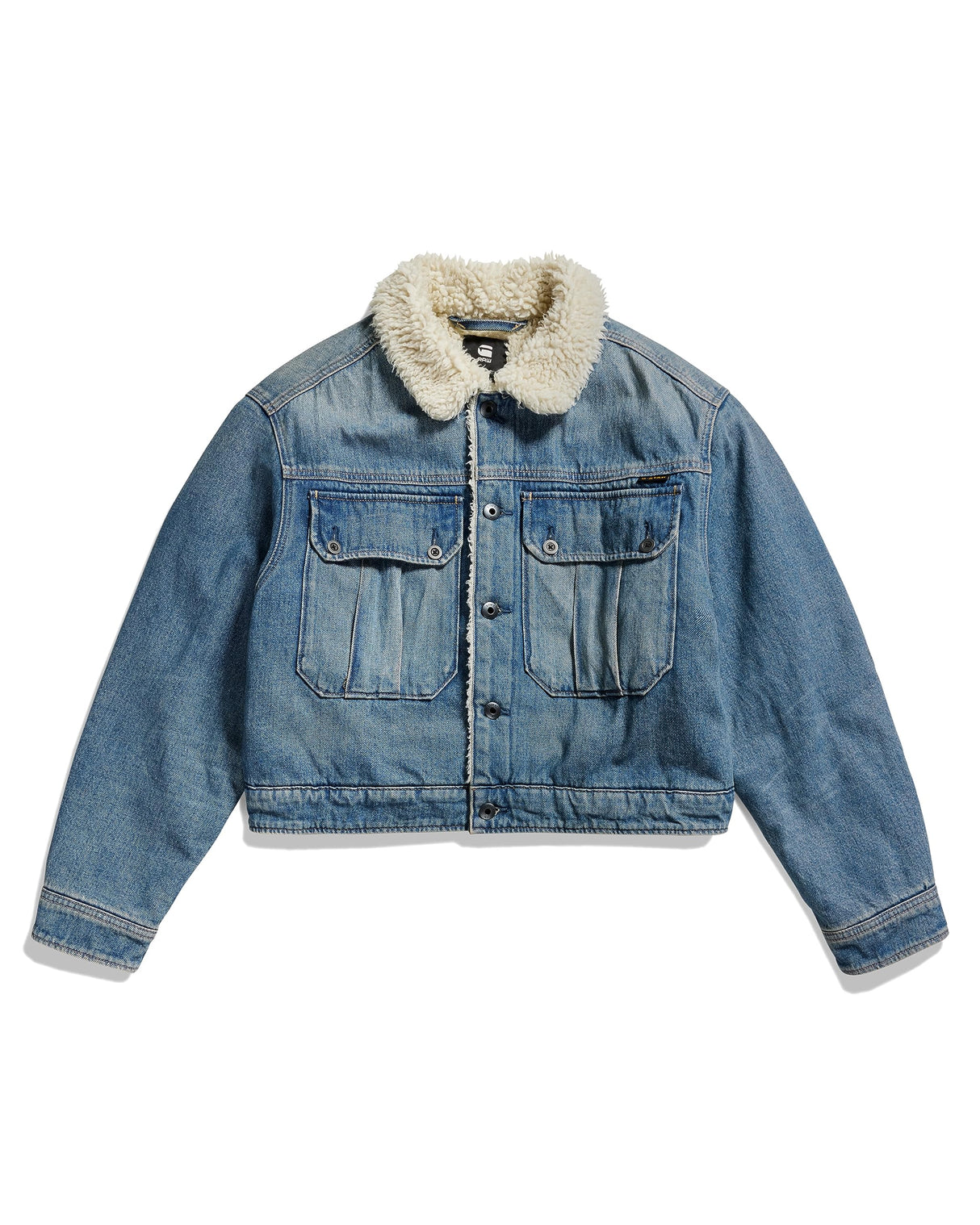 G-Star Para Mujer Short Sherpa Denim jacket Wmn, Azul (antique faded blue agave D23686-D436-G129), XL